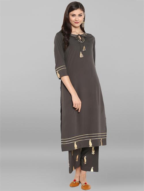 foil printed gota patti kurta with palazzo set - 15936992 - Very Small Image - 1