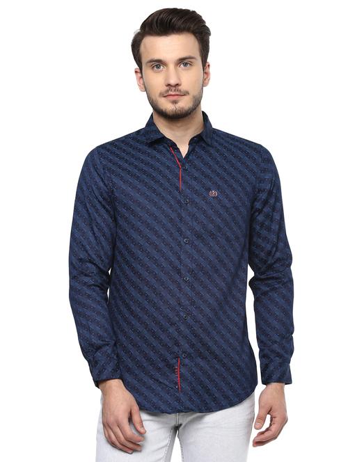 blue printed casual shirt - 15937245 - Very Small Image - 1