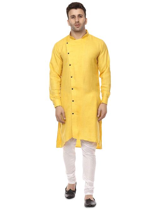 yellow cotton kurta pyjama set - 15937895 - Very Small Image - 1