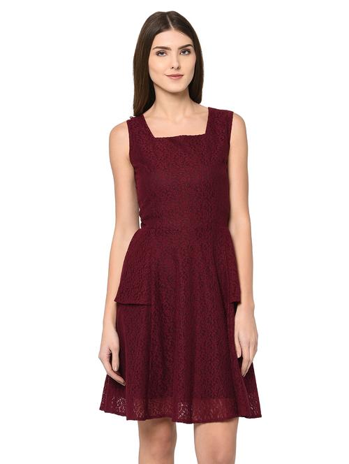 women's fit & flare self design dress - 15938304 - Very Small Image - 1