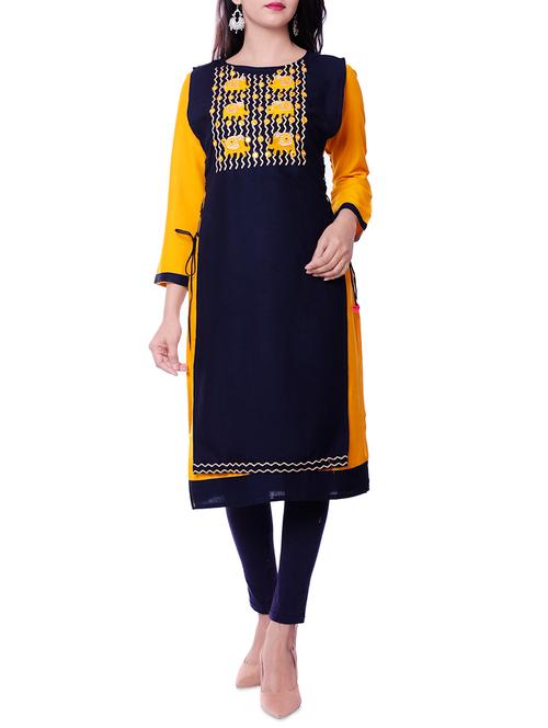 embroidered straight kurta - 15939801 - Very Small Image - 1