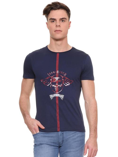 navy blue printed t-shirt - 15940292 - Very Small Image - 1