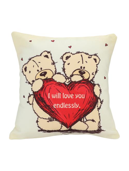 a 12x12 inch cute teddy printed cushion with love message. - 15941857 - Very Small Image - 1