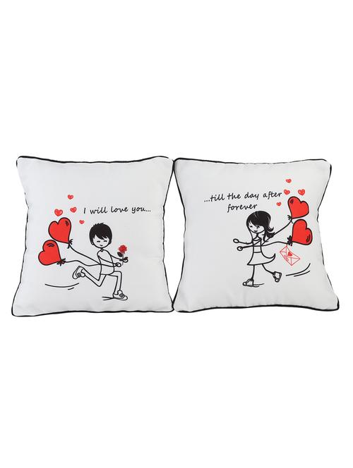 a set of two love cushions. it says: i will love you till the day after forever - 15941885 - Very Small Image - 1