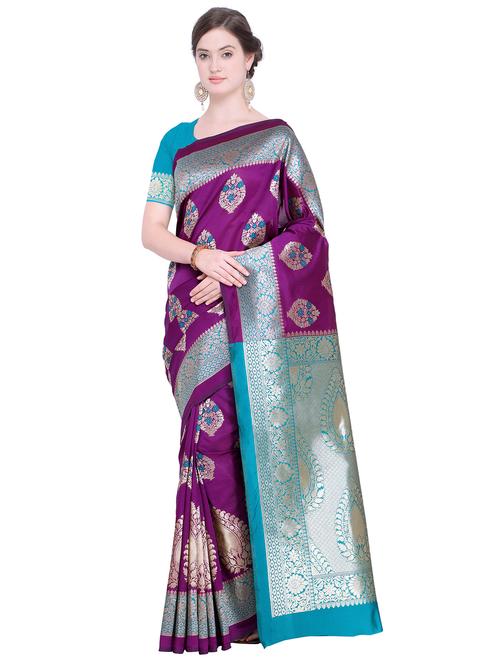 floral zari motif magenta kanjivaram saree - 15942385 - Very Small Image - 1