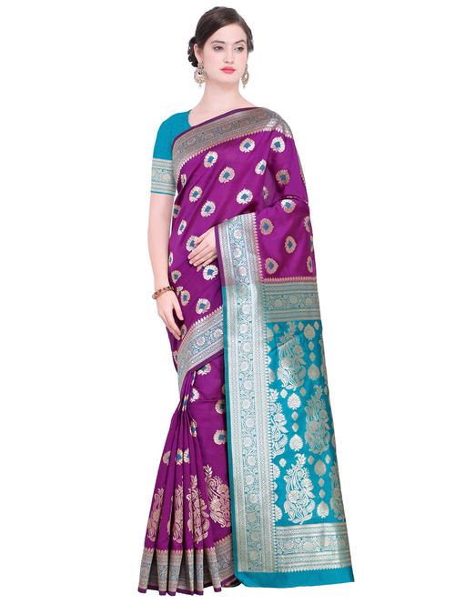 floral zari motif magenta kanjivaram saree - 15942390 - Very Small Image - 1