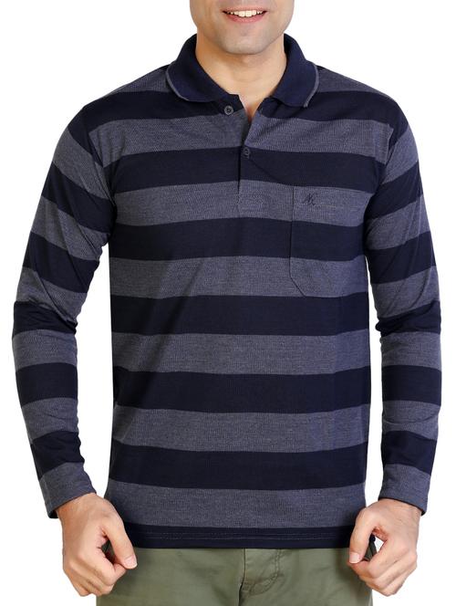 navy blue striped pocket t-shirt - 15942767 - Very Small Image - 1