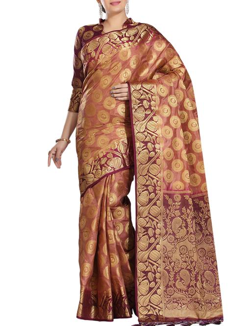 ethnic motif woven saree with blouse - 15942825 - Very Small Image - 1
