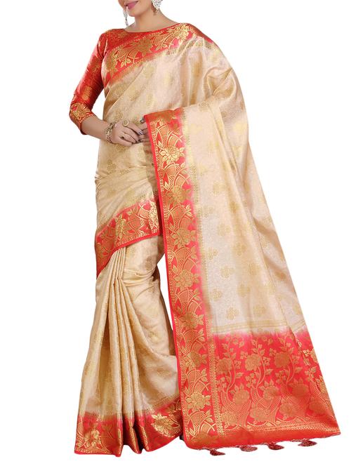 ethnic motif woven saree with blouse - 15942836 - Very Small Image - 1
