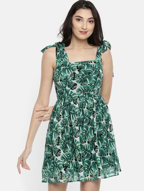 tie up detail tropical a-line dress - 15942931 - Very Small Image - 1