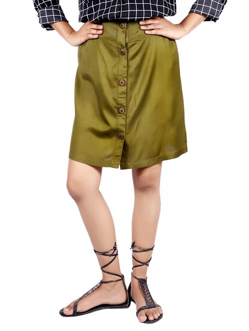 elasticated waist button up skirt - 15944466 - Very Small Image - 1