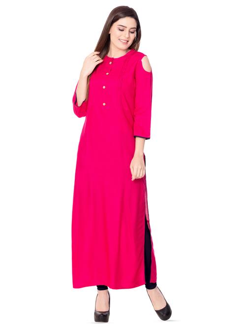 cold shoulder straight kurta - 15945465 - Very Small Image - 1
