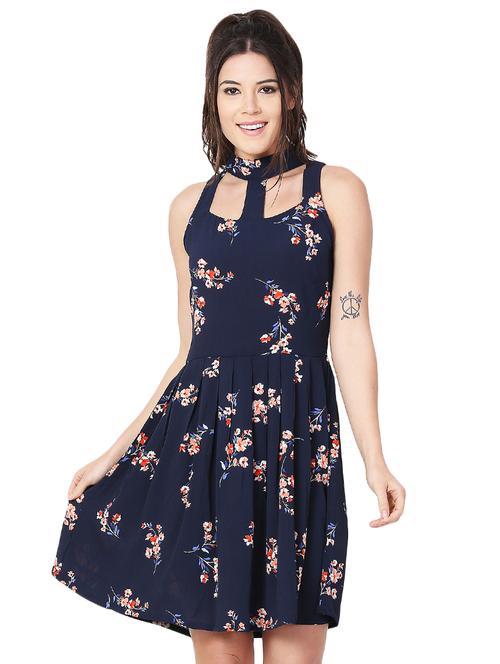 cut out detail floral pleated dress - 15946312 - Very Small Image - 1