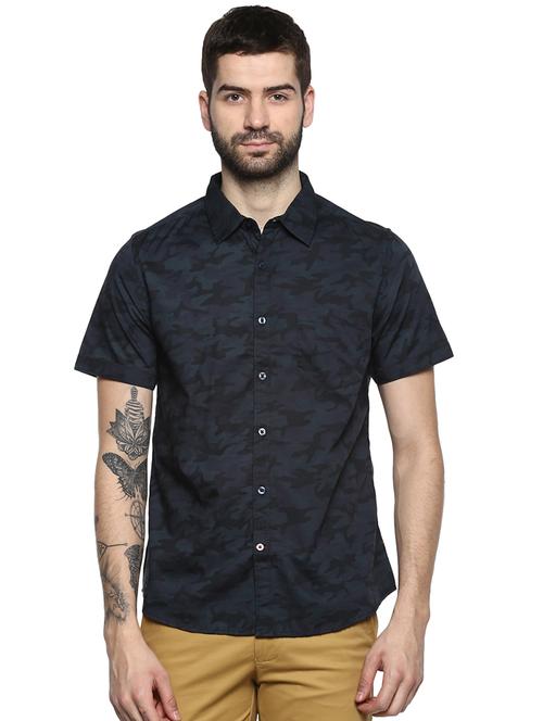 black camouflage printed casual shirt - 15946371 - Very Small Image - 1
