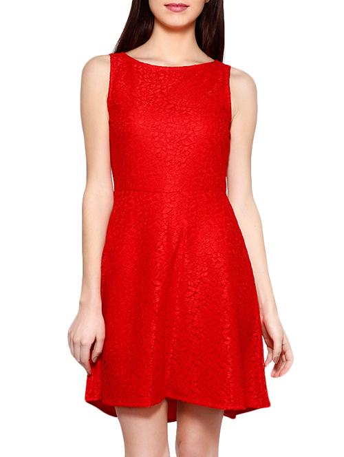 boat neck laced a-line dress - 15946575 - Very Small Image - 1