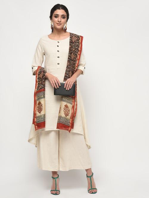 high-low kurta palazzo with suit set - 15947180 - Very Small Image - 1