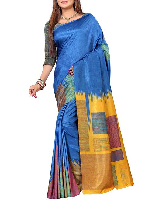 graphic printed saree with blouse - 15948145 - Very Small Image - 1