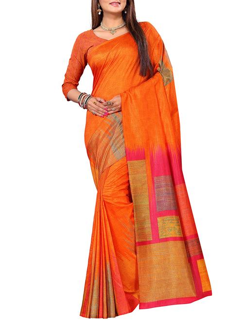 graphic printed saree with blouse - 15948148 - Very Small Image - 1