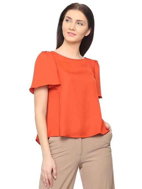 ruffle sleeved round neck top - 15948436 - Very Small Image - 1