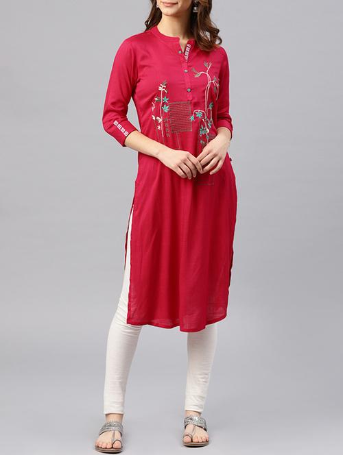 fuchsia straight kurta - 15950058 - Very Small Image - 1