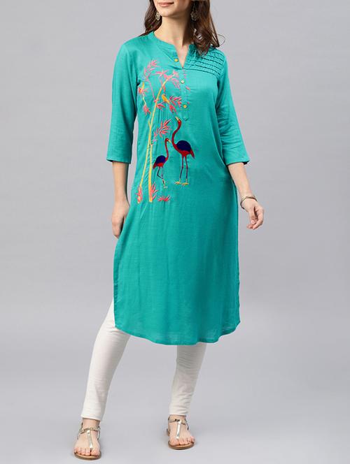 straight embroidered kurta - 15950061 - Very Small Image - 1