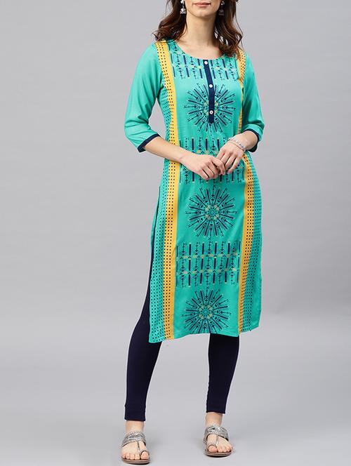 printed straight kurta - 15950083 - Very Small Image - 1