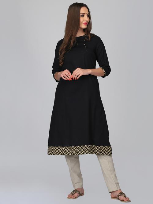 a-line solid kurta - 15950331 - Very Small Image - 1