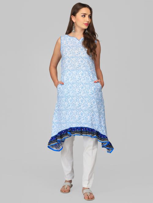 printed asymmetric kurta with pocket - 15950336 - Very Small Image - 1
