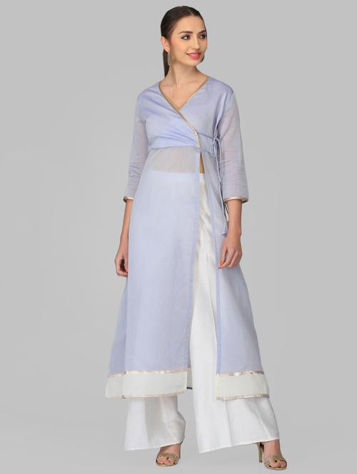 chanderi high slit kurta - 15950338 - Very Small Image - 1