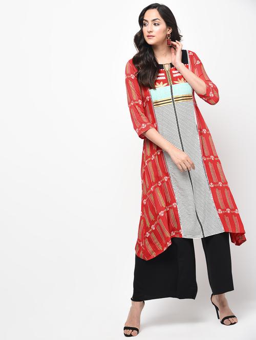 a-line printed kurta - 15950702 - Very Small Image - 1