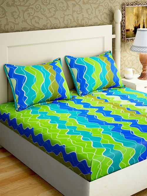 pure cotton queen size bed sheet with two pillw covers - 15951506 - Very Small Image - 1