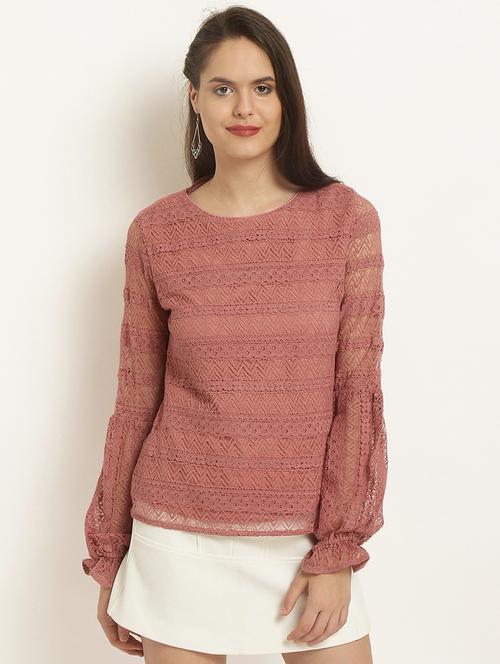 curved hem laced top - 15951584 - Very Small Image - 1