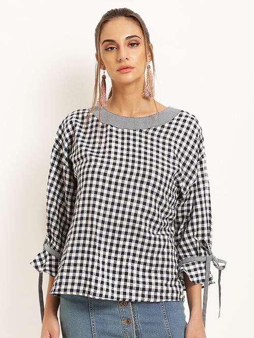 lantern sleeve checkred top - 15951746 - Very Small Image - 1