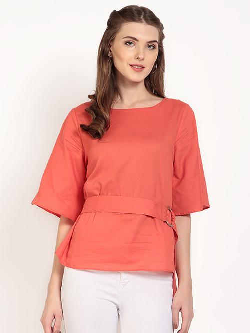 flared sleeve round neck top - 15951765 - Very Small Image - 1