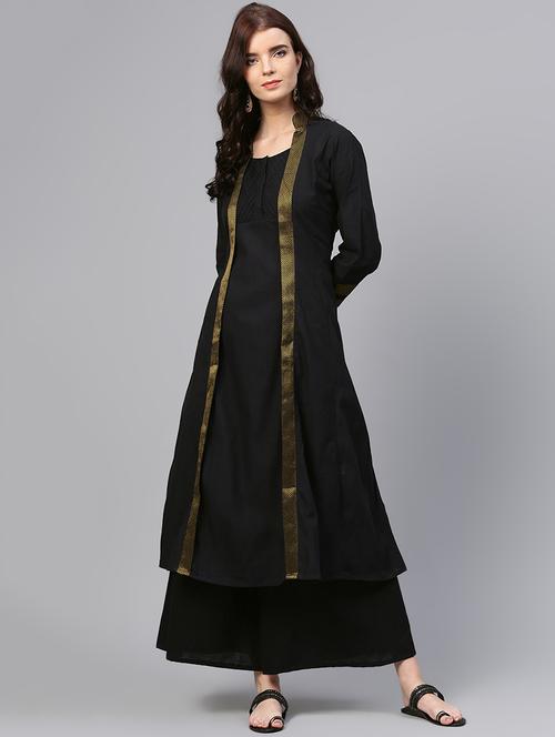 pintucks layered kurta with palazzo set - 15953465 - Very Small Image - 1