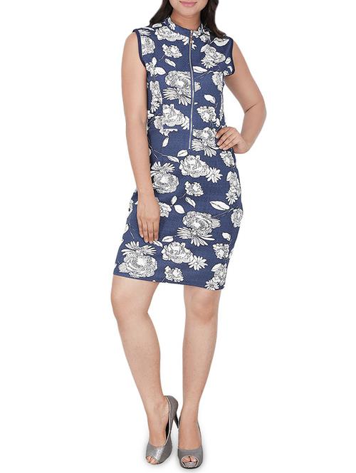zipper detail floral bodycon dress - 15953688 - Very Small Image - 1