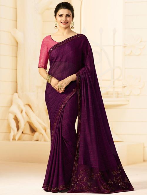 embellished border printed saree with blouse - 15954272 - Very Small Image - 1