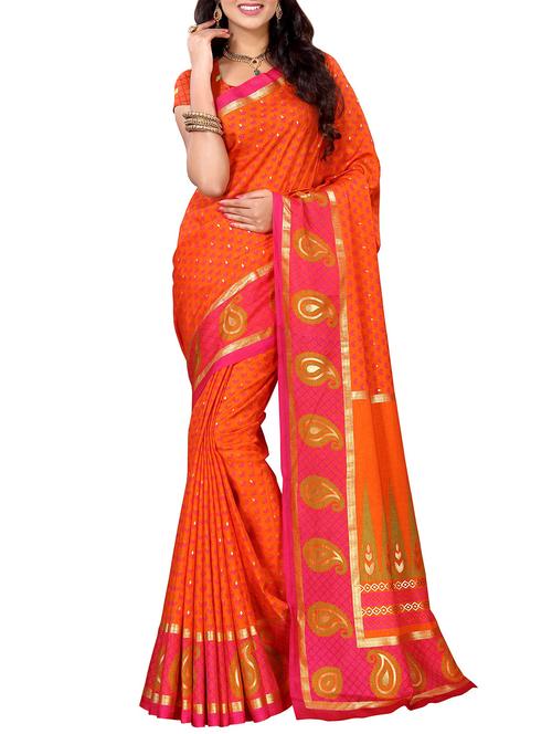paisley border foil printed saree with blouse - 15954593 - Very Small Image - 1