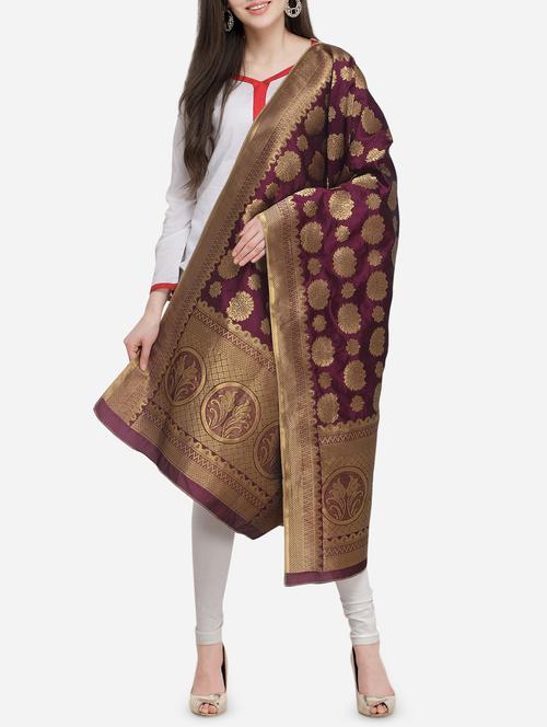 purple art silk dupatta - 15954752 - Very Small Image - 1