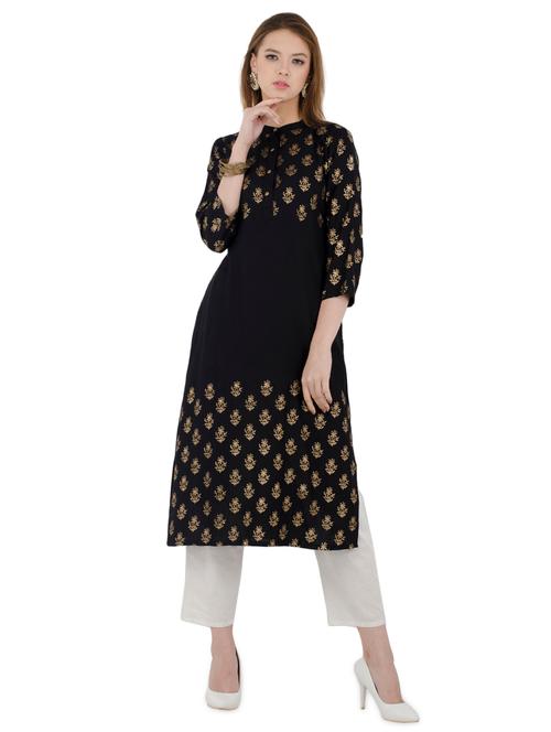 foil print straight kurta - 15956375 - Very Small Image - 1