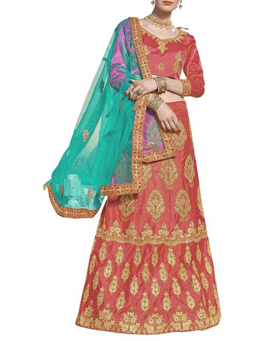 gold embroidered a-line lehenga - 15956723 - Very Small Image - 1