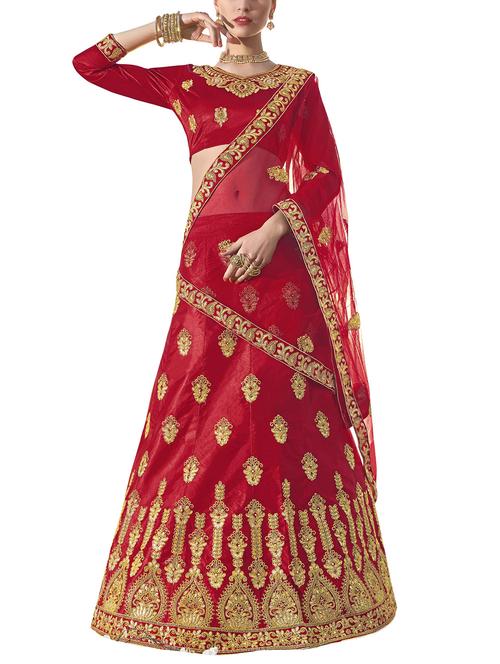 red silk aline lehenga - 15956726 - Very Small Image - 1