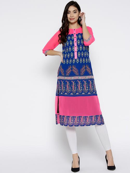 printed straight kurta - 15957993 - Very Small Image - 1