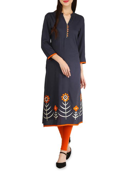 embroidered straight kurta - 15958612 - Very Small Image - 1