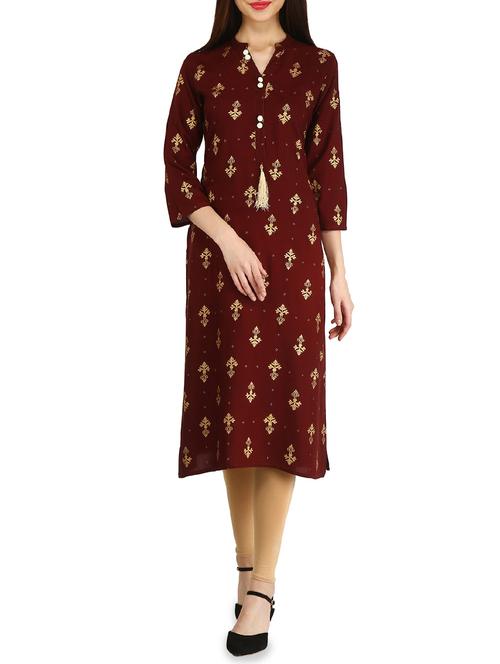 foil print straight kurta - 15958669 - Very Small Image - 1