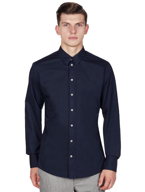 navy blue cotton casual shirt - 15958807 - Very Small Image - 1