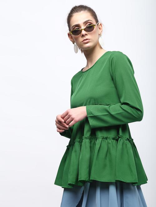 women's peplum round neck top - 15959297 - Very Small Image - 1