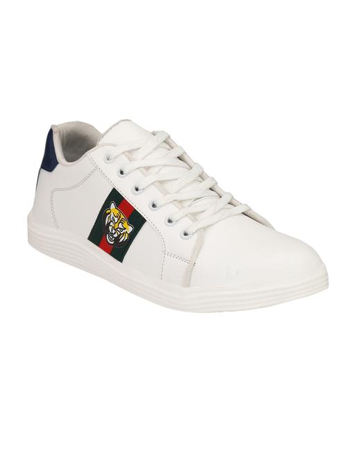 white leatherette lace up sneakers - 15962794 - Very Small Image - 1