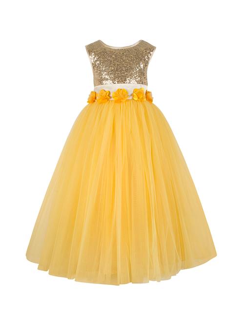 yellow net  gown - 15962890 - Very Small Image - 1