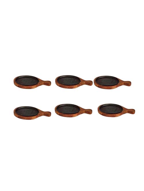 skykey wooden oval sizzler with handle/racket, 15 and 7-inch -6 pieces - 15964017 - Very Small Image - 1